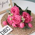 thumbnail image 2 of Ounissouiy Ramo de flores artificiales de peonía de seda rosa de 30cm, 5 cabezas grandes y 4 brotes, flores falsas baratas para decoración de boda en Flores artificiales Rosa roja Ounissouiy HA6434-05B, 2 of 6