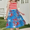 thumbnail image 2 of Girls Patriotic Fireworks Dress Red White Blue Striped Tiered Sleeveless 4th of July Sundress for Kids & Pre-Teen,Size 7 T, 2 of 8