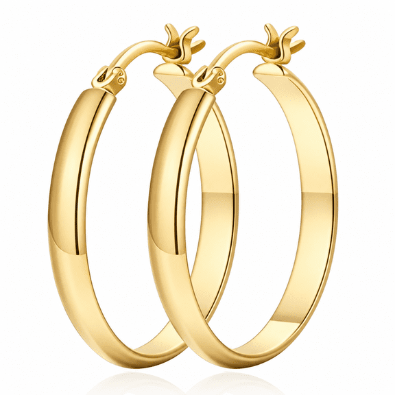YOUNGYUE 14K Gold Plated for Women, Hypoallergenic Lightweight Hoop Earrings, 30-70MM, Jewelry Gifts