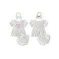 thumbnail image 2 of Cenuakty Baby Girls Shorts Set, Short Sleeve Embroidery Bow Letters T-shirt with Shorts and Hairband Summer Outfit, 2 of 9