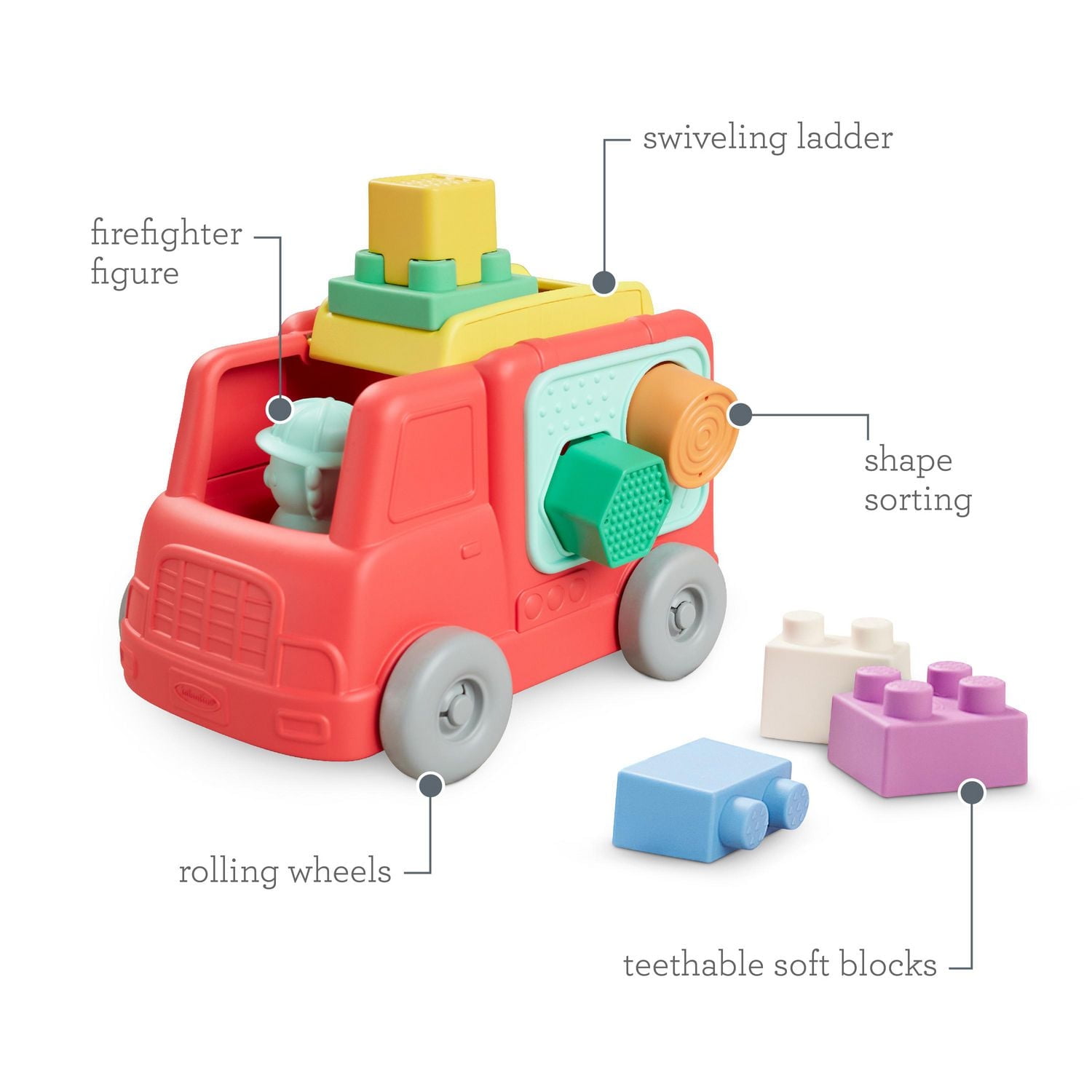 Infantino Super Soft 1st Stack and Go Explorers Stacking Toy Playset - Fire Truck