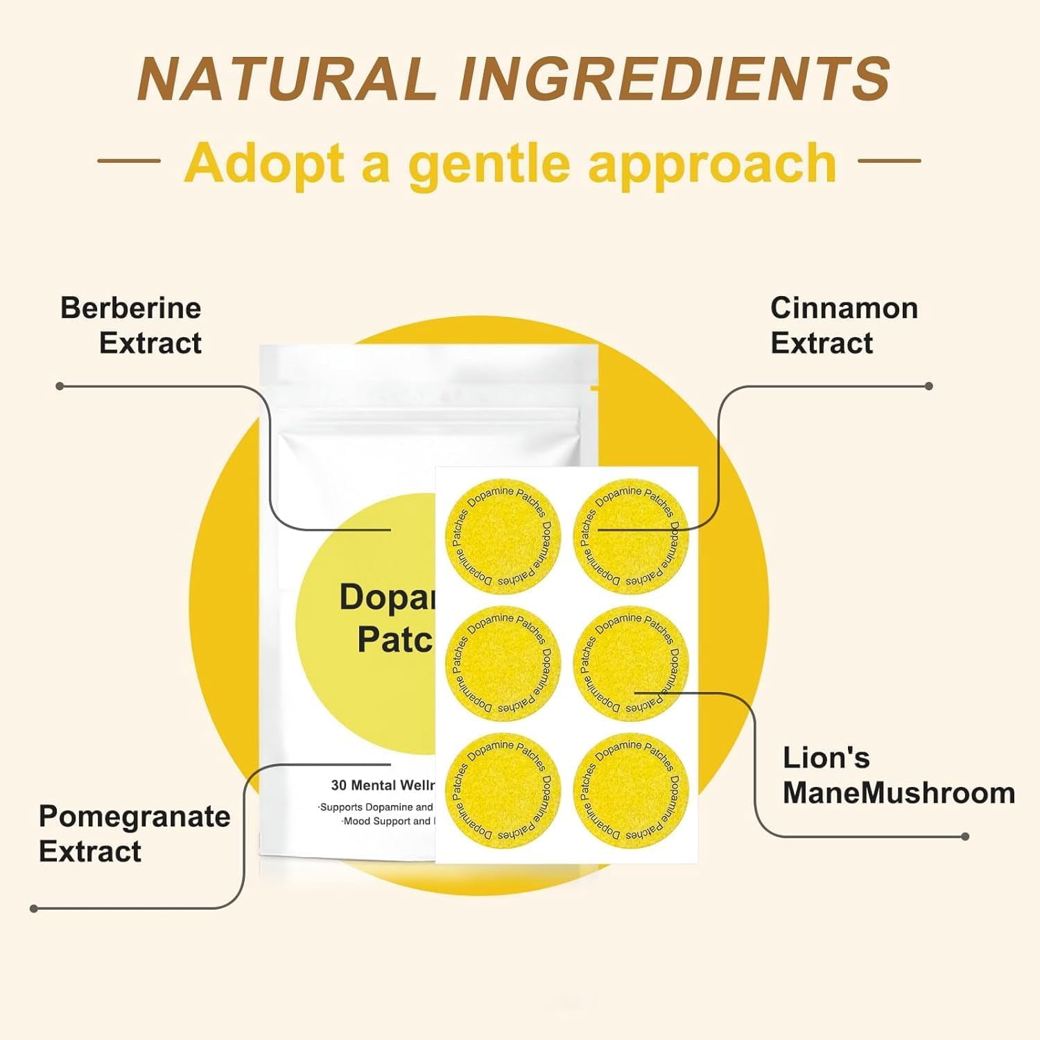 Dopamine Patches – Vegan Mood Support Patches for Daily Mental Wellness. Supports Dopamine. Plant-Based Formula. Gentle, Soothing & Hydrating Care Patch. 30 Count