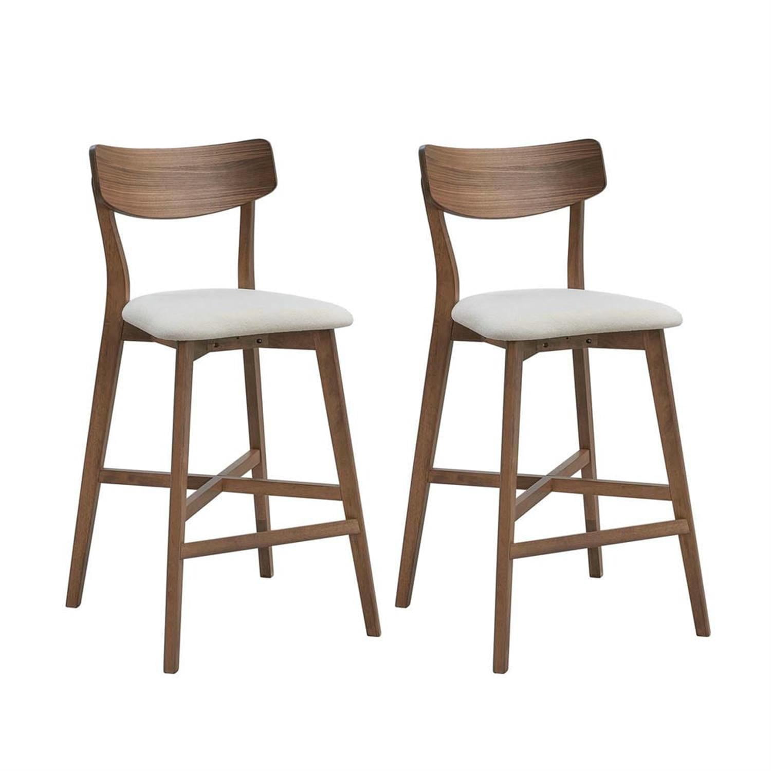 Demi Bonn 41" Counter Height Bar Stools Set of 2, Soft Upholstered Barstools with Back, Kitchen Island Countertop Chairs for Dining Room, Brown