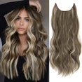 thumbnail image 1 of GFDYREE Extensions de Cheveux à Clip Invisible : Clip Transparent Réglable en Fil Taille 4 Clips Sécurisés Longue Extension Postiche Secret 20 Pouces Brun Mélangé & Blond Mèches pour Femmes, 1 of 6