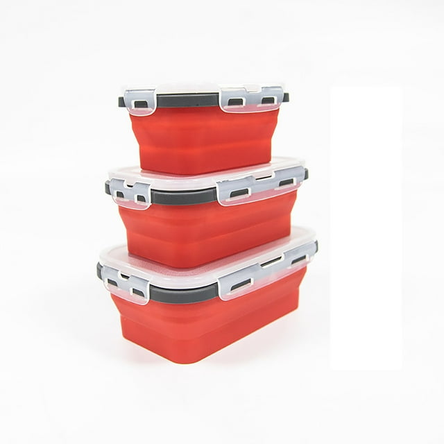 Kitchen Organizers And Storage Plastic Food Storage Containers with Lids Silicone Collapsible Lunch Box Airtight Vacuum Seal Freezer Microwavable Food Containers for Fruit Leftover Food Rv Organiza