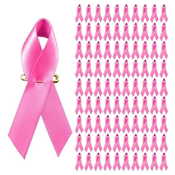 100pcs Fashion Ribbon Brooches Breast Cancers Awareness Brooch Pin Public Welfare Badge Women Brooch Lapels Jewelry Gift