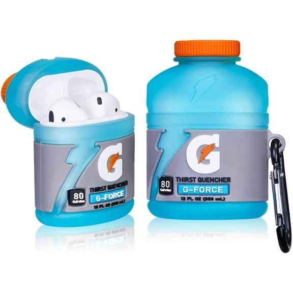 for Airpod 1&2 Case, Cute Cartoon 3D Soft Silicone Air Pods Funny Cover, Kawaii Fun Cool Keychain Design Shell, Drink Fashion Stylish Girls Kids Teen Women Cases for Airpods(Blue Sport Water)