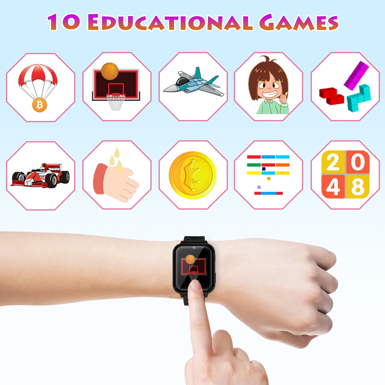 SHANNA Kids Smart Watch 39 mm Black Aluminum Alloy with Black Band