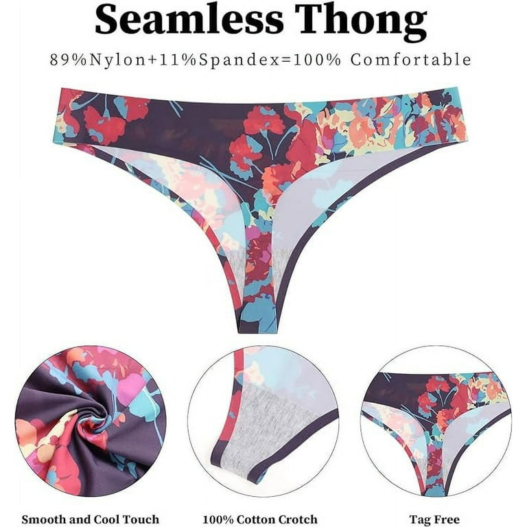 LEVAO Seamless Thongs for Women No Show Panties VPL-Free Underwear Cotton  Thongs Sexy G-String Panties 6 Pack S-XL