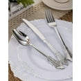 thumbnail image 2 of 350 Piece Silver Plastic Dinnerware Set for 50 Guests, Fancy Disposable Plates, Include: 100 Silver Rim Plastic Plates, 150 Silverwares, 50 Pre Rolled Napkins, 50 Cups for Party, Wedding, 2 of 14