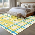 thumbnail image 4 of Summer Lemon Watercolor Area Rugs 6'x9', Washable Small Throw Rugs for Kitchen Dining room, Yellow Blue Line Checkered Indoor Outdoor Rug Non-Slip Low Pile Carpet Runner Reversible Floor Mats, 4 of 8
