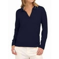thumbnail image 2 of Women'S V Neck Long Sleeve Sweaters Dressy Casual Business Basic Knit Pullover Top Navy Blue L, 2 of 9