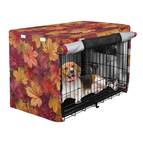 Qxltty Autumn Maple Leaves Crate Cover Durable Oxford Cloth Pet Kennel Sunshade Universal Fit for 35in Wire Cage
