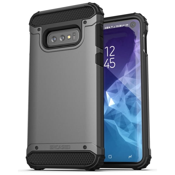 Encased Heavy Duty Galaxy S10e Case (2019 Scorpio Series) Military Grade Rugged Phone Protection Cover (For Samsung Galaxy S10 E ) Gunmetal Grey