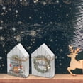 thumbnail image 3 of Christmas Mdf Maison Bloc De Forme Avec Ruban - Ensemble De 2, 3 of 4