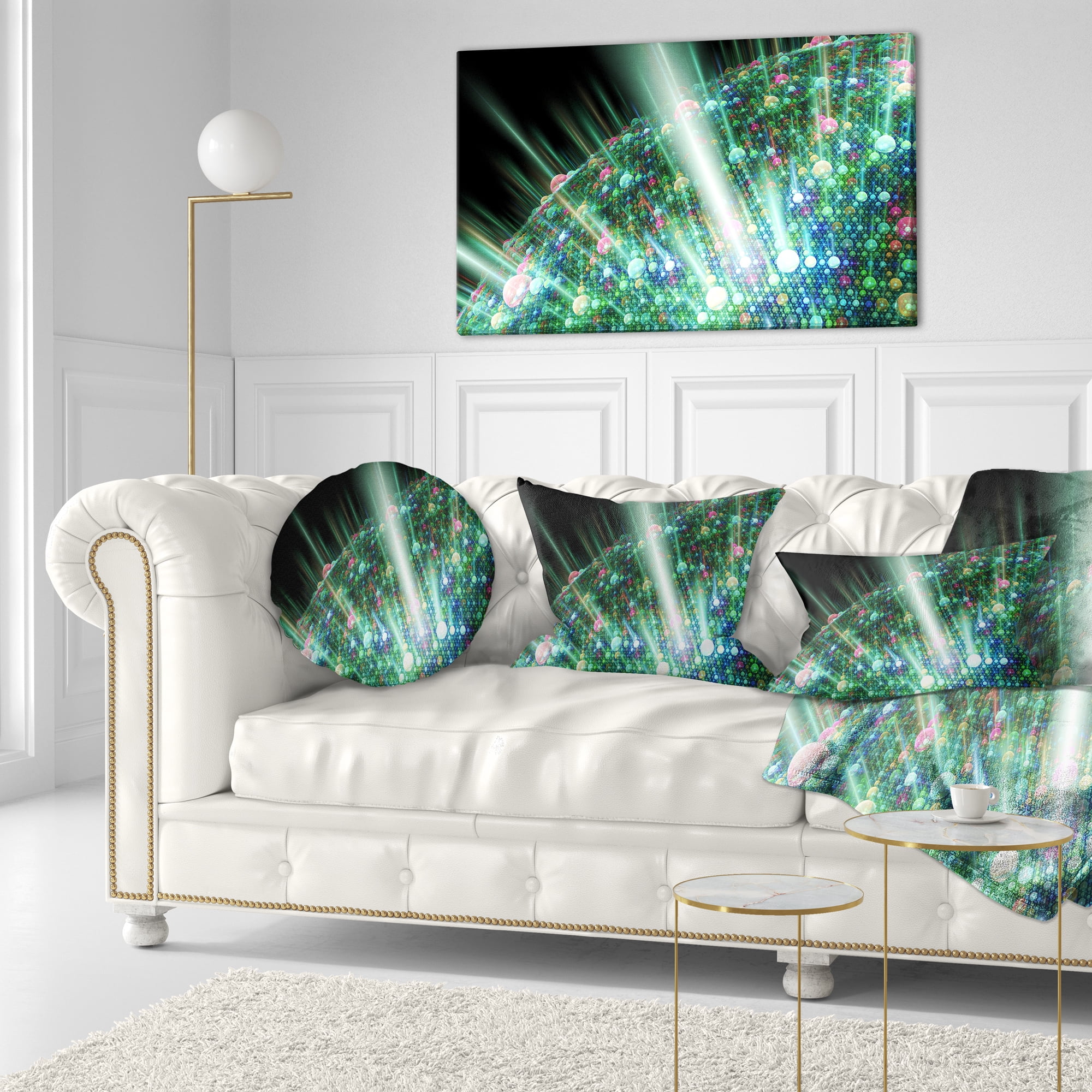 Designart Bright Blue Solar Bubbles Planet - Abstract Throw Pillow - 12x20