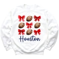 thumbnail image 2 of Girls Houston Football Sweatshirt Red Bows and Footballs Texas Game Day Pullover White Sweatshirt Youth X-Small, 2 of 5