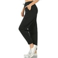 thumbnail image 3 of Women's Fleece Relax Fit Cropped Jogger Lounge Sweatpants Running Pants (Fleece Black, X-Large), 3 of 3