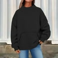 thumbnail image 2 of Pxkloy Womens Oversized Pullover Sweatshirt Preppy Mock Turtleneck Tops Casual Loose Winter Cozy Shirts 2025 Fall Fashion Outfits Black,L, 2 of 7