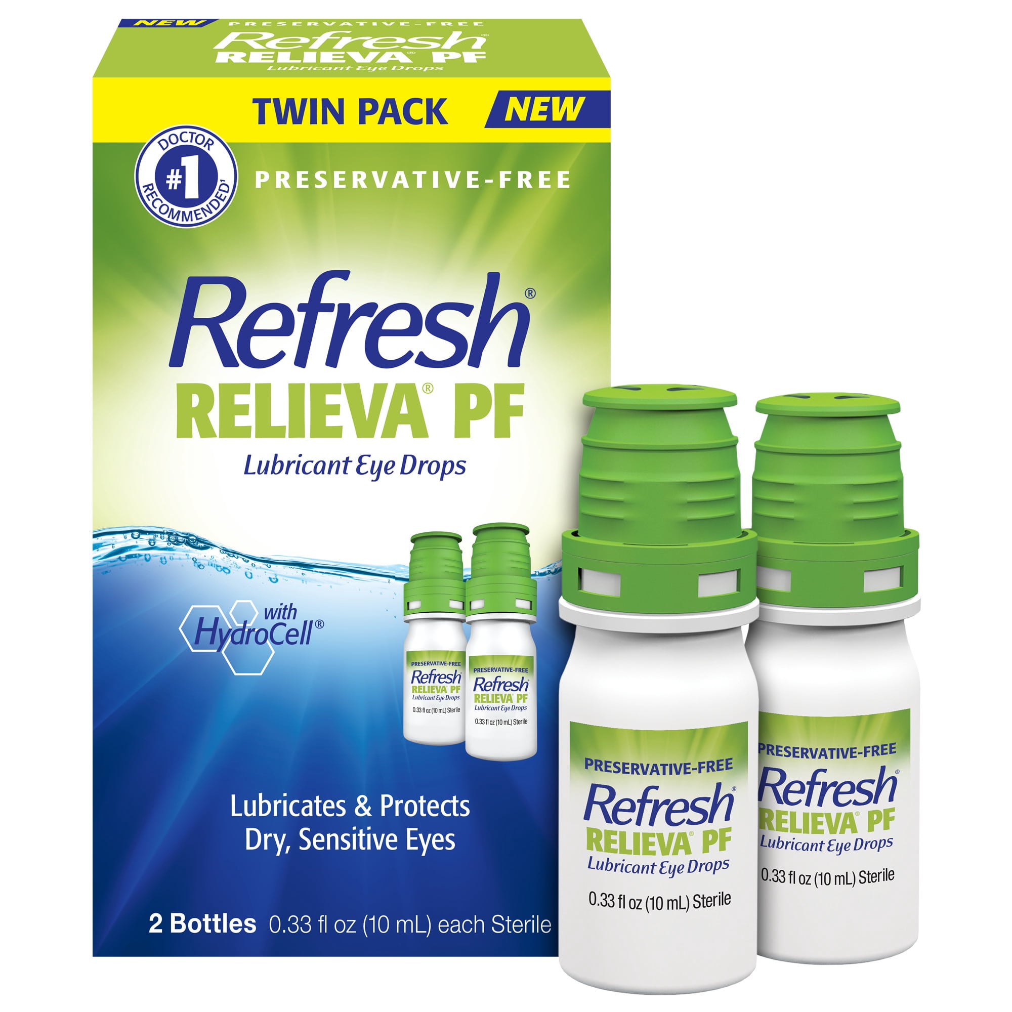 Refresh Relieva PF Preservative-Free Artificial Tears Lubricant Eye Drops, 10 ml, 2 bottles