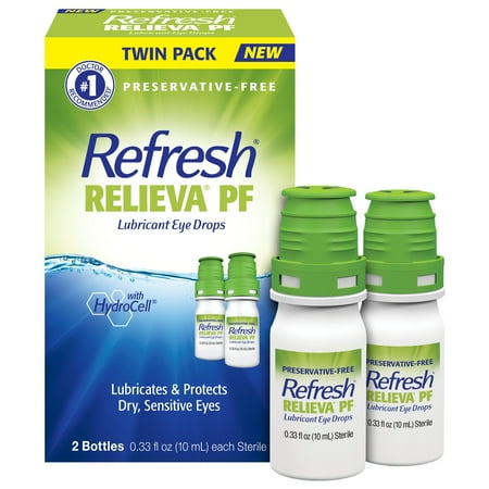 Refresh Relieva PF Preservative-Free Artificial Tears Lubricant Eye Drops, 10 ml, 2 bottles