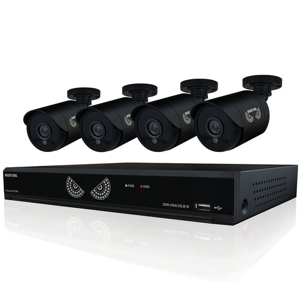 Night Owl 8Channel Security Camera System, 720P AHD DVR, 4 indoor