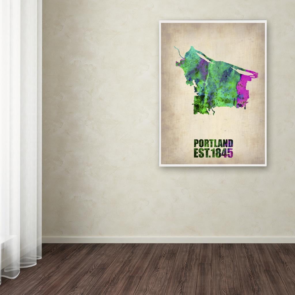Trademark Fine Art "Portland Watercolor Map" Canvas Art by Naxart