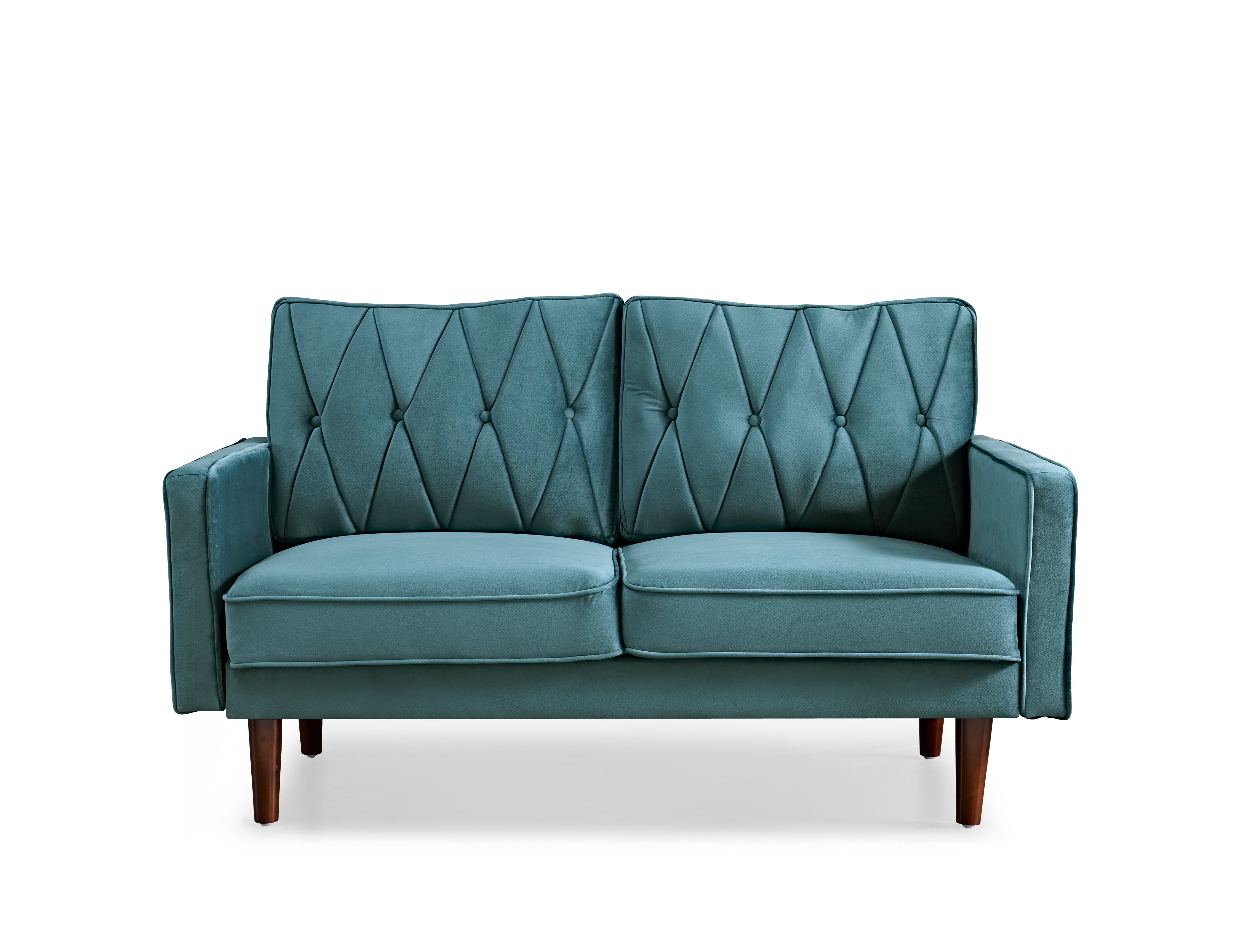 US Pride Furniture Feemster 57.5'' Velvet Square Arm Loveseat, Blue/Green