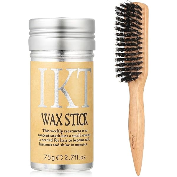 wonima11 Slick Back Hair Brush & Hair Wax Stick Set –Boar Bristle Brush for Smooth Flyaways, Frizz, Baby Hair, Sleek Ponytail Buns and Edge & Control Styling