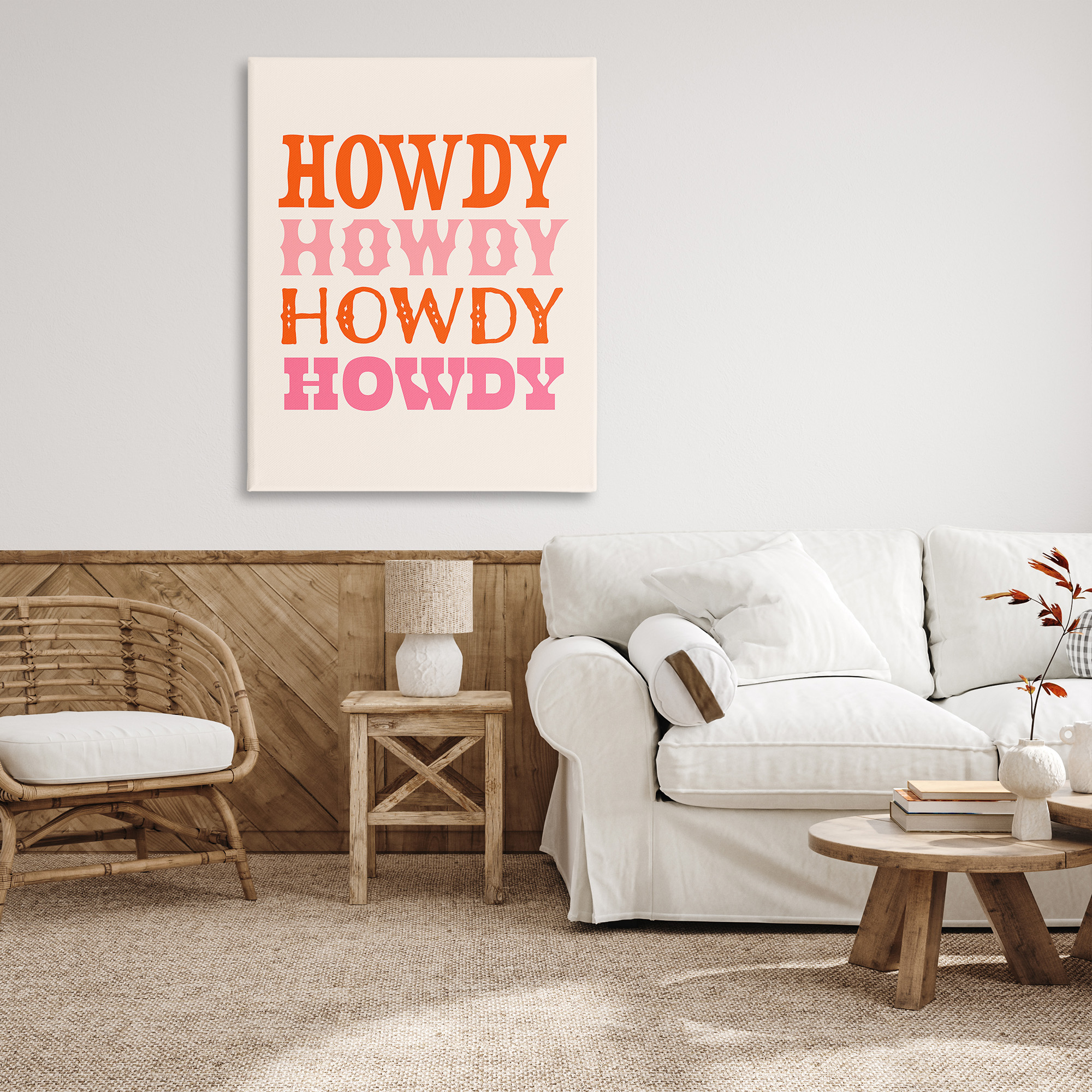 Stupell Industries Howdy Country Typography Typography Painting Gallery Wrapped Canvas Art Print Wall Art, 36 x 48