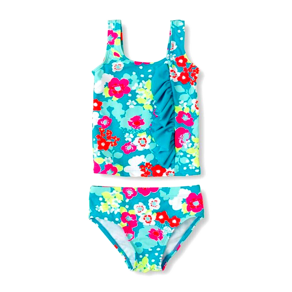 The Children's Place 2-Piece Swim Set for Baby Girl's Floral Ruffle Swimwear Sleeveless UPF 50+ Sun Protection 6-9 Months
