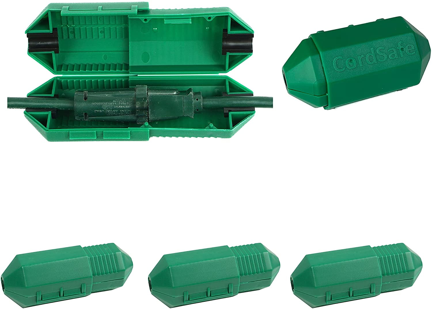 Cordsafe Green Extension Cord Plug Safety Cover with WaterResistant Seal for Cord Retention 3pk