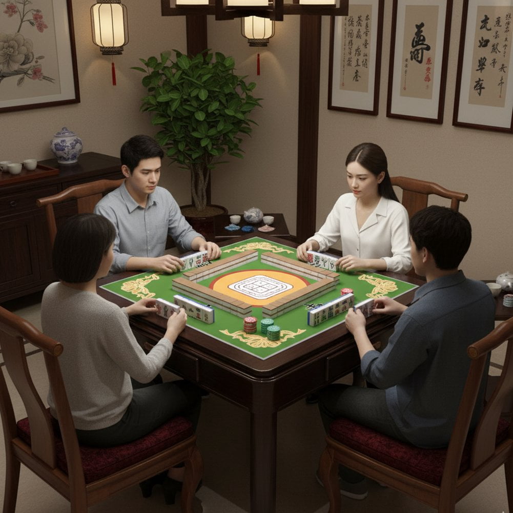 Slccxzc Mahjong Mat, Anti Slip and Noise Reduction Mahjong Table Cover Portable Game Mat for Mahjong, Poker, Card, Board & Tile Games