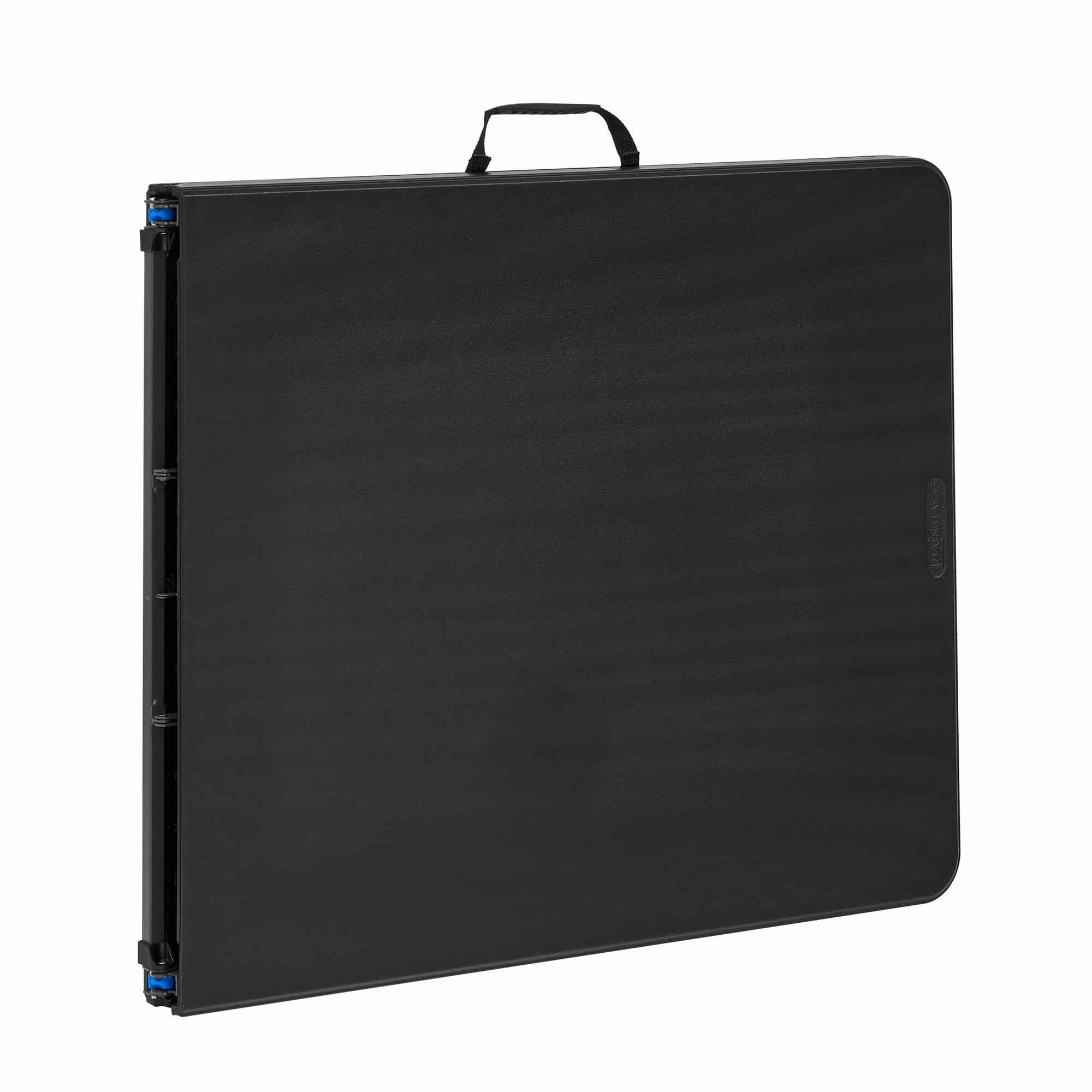 Mainstays Black 6 Foot Fold-in-Half Plastic Table, Indoor Outdoor, Scratch Resistant, Stain & UV Damage, Built-in Carry Handle