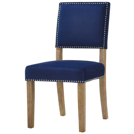 Modern Contemporary Urban Design Dining Kitchen Room Side Chair Fabric Navy Blue