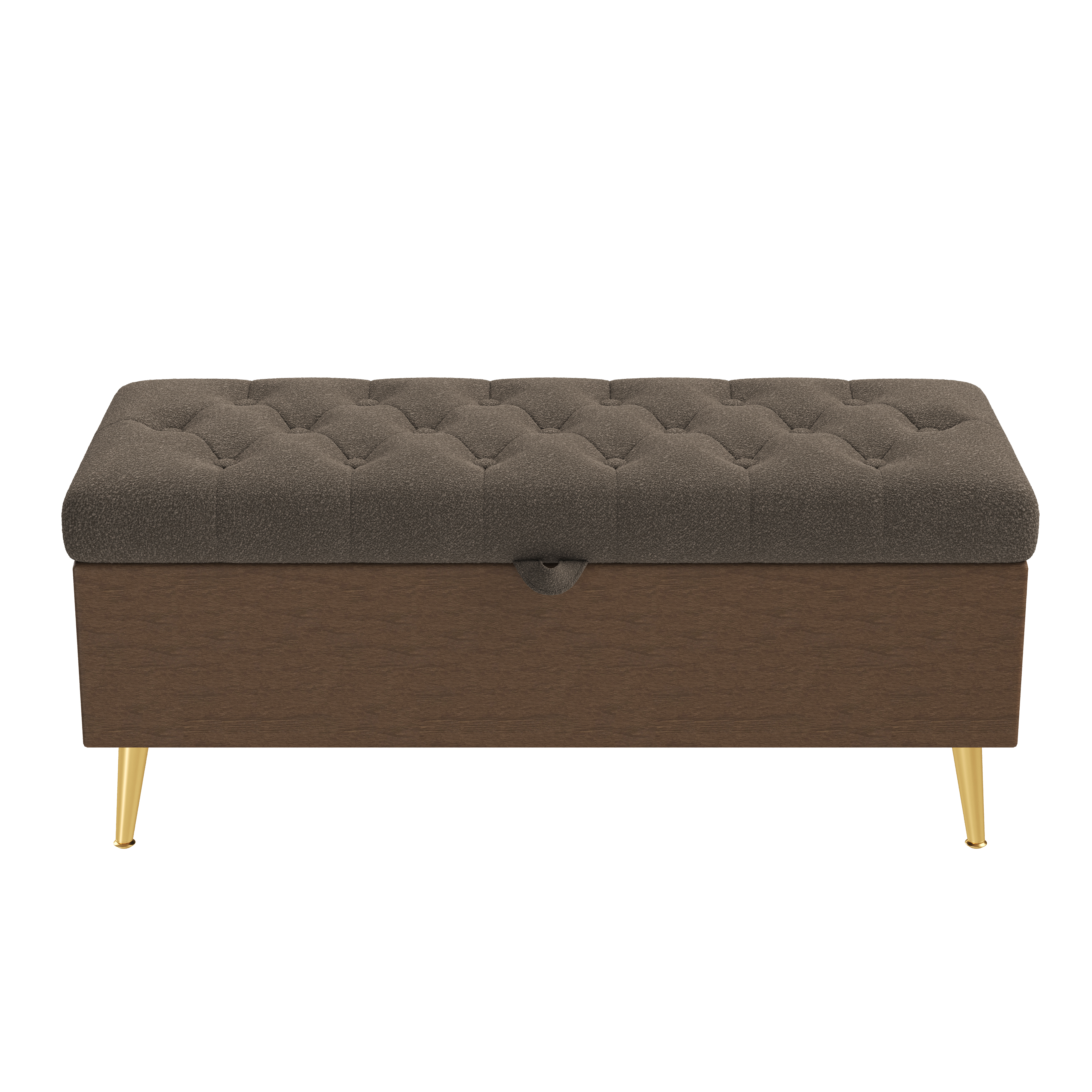 Euroco Modern Storage Ottoman Bench Upholstered Bedroom Bench Entryway Storage Ottoman Tufted Ottoman Bench for Living Room, Bedroom and Entryway, Coffee