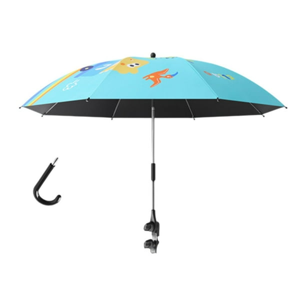 Sombrilla de playa con abrazadera, sombrilla plegable, protección solar, sombrilla para cochecito de bebé. Tren azul