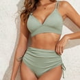thumbnail image 2 of ZQUUVOU Women's Ribbed Two Piece Bikini Set Solid Color High Waist Texture Tie Side Swimsuit Beach Vacation Green, 2 of 6