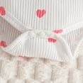 thumbnail image 4 of MEZZALL Girls Long Sleeve Heart Prints Ribbed Romper Bodysuit Suspender Pants Outfits Relaxed Fit Party Clothing Sets, 4 of 8