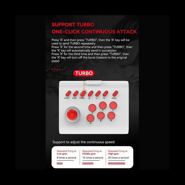 Consola de Juegos Arcade InaláMbrica Controlador de Joystick Bluetooth para PS3 Box PC TeléFono MóVil B