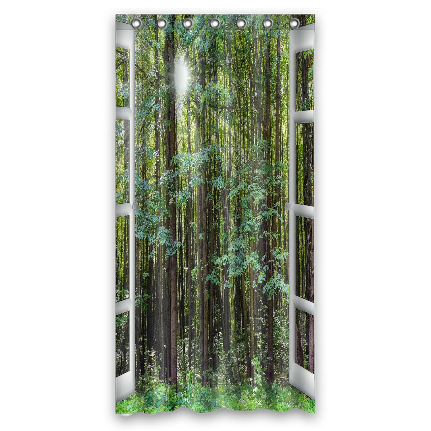 PHFZK Landscape Nature Scenery Shower Curtain, Beautiful Sunrise Green