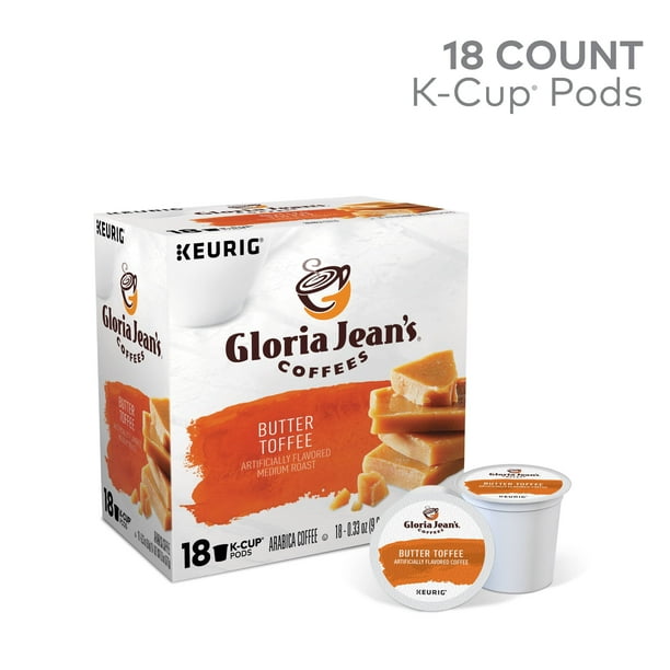 Gloria Jean's Coffee Butter Toffee Flavored KCup Pods, Medium Roast