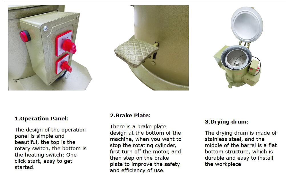 Electric Centrifuge Disc Spin Dryer Rotary Drying Dehydrating Equipment 220V for Metal Parts