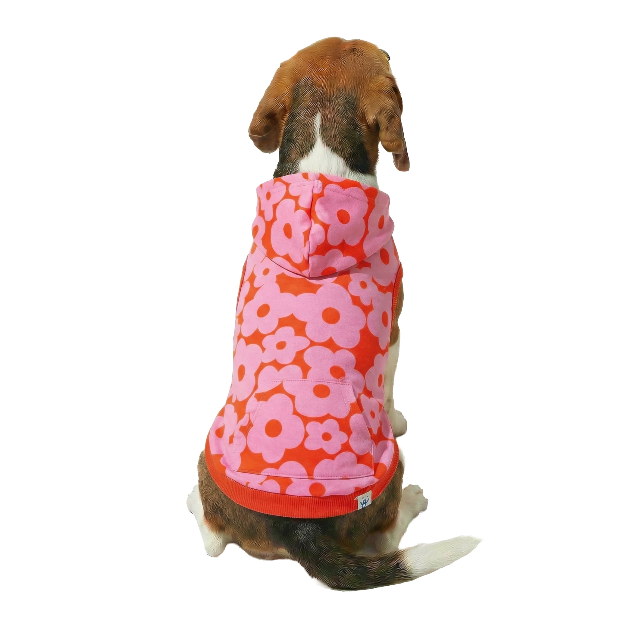 Oodles Pink Tropical Blooming Floral Spring Dog Hoodie, Medium