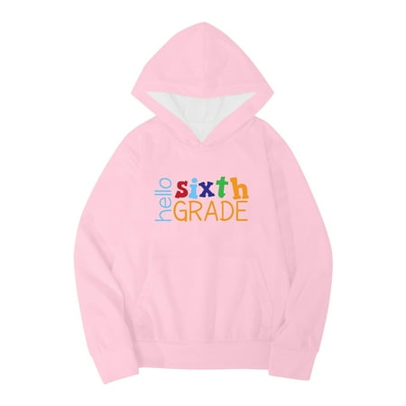 

Kids Boys Girls Autumn WInter School Season Sixth Grade Letter Printed Long Sleeve Hoodie Warm and Comfortable Tops Children s Clothing Girls Zip Jacket Hoodies for Teen Boy 4t Hoodie Teen Boy Sweat
