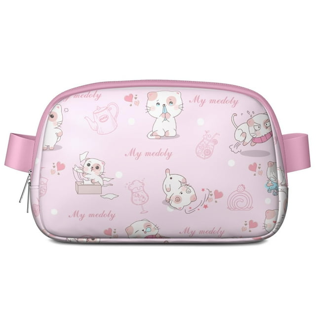 Funny Cat Waist Bag – Cute Pet Lover Fanny Pack with Paw Print Pattern, Perfect Gift for Cat Fans with Adjustable Strap & Zipper Pockets