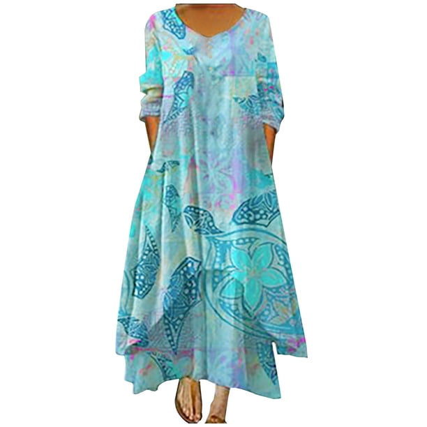 El vestido estampado sexy irregular de bolsillo suelto informal de talla grande de invierno para mujer de la moda Fridja yut753