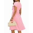 thumbnail image 5 of UVN Womens Summer Dresses Short Petal Sleeve Crew Neck Midi Sundress for Women A-Line Flowy Dress with Pocket, 5 of 10