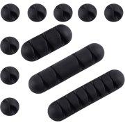 12 Pack Cable Clips Cord Organizer Cable Management for Organizing Cable Cords, Self Adhesive Cord Holders for Home and Office (Black)