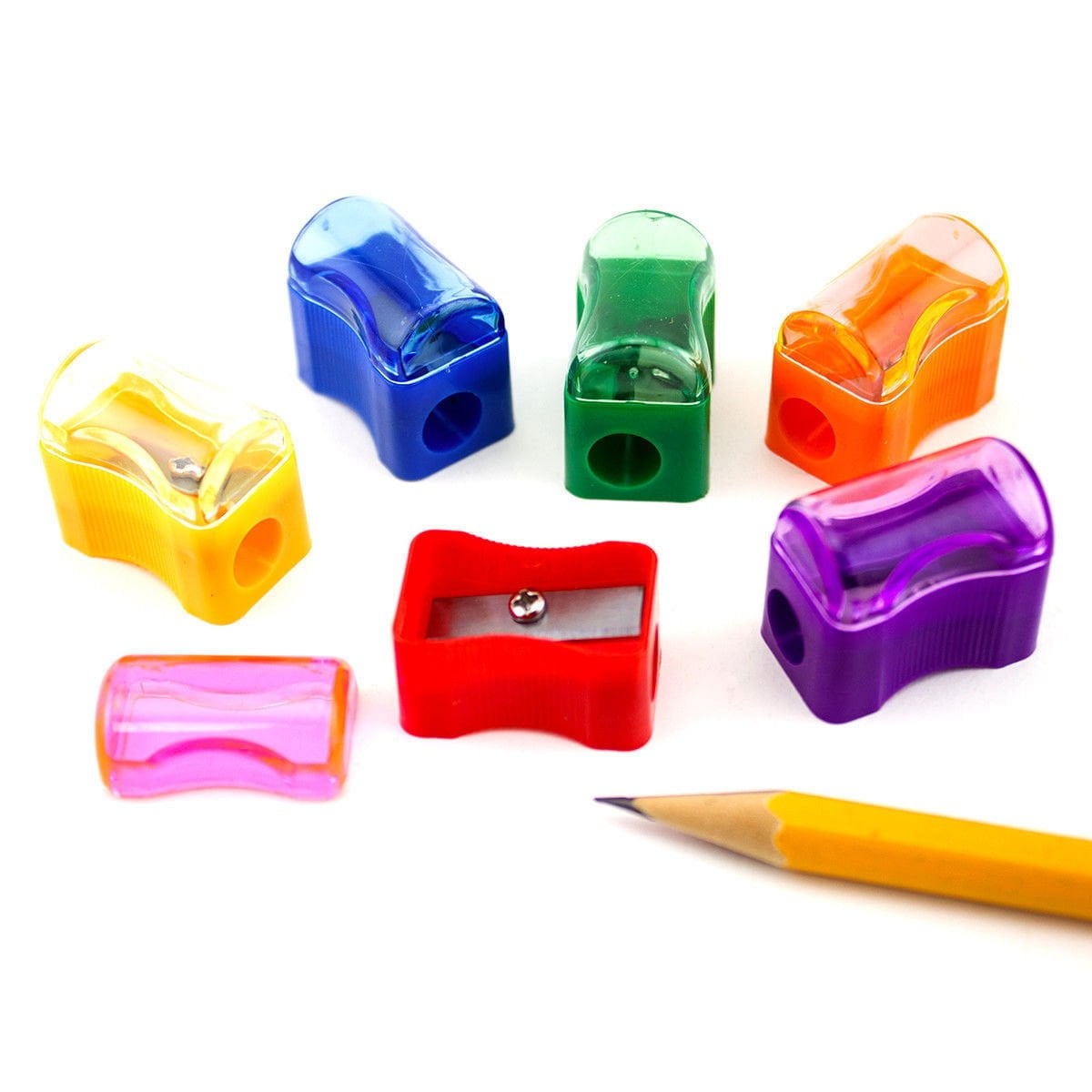 Small Plastic Classroom Pencil Sharpener w/Cap Assorted Colors Classroom School 